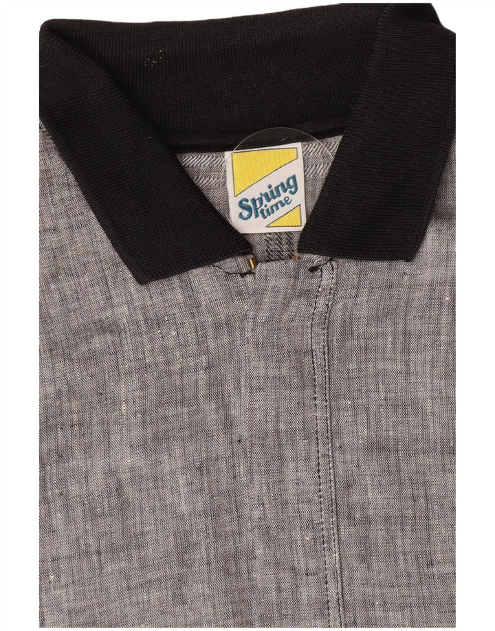 Vintage hombres manga corta pullover camisa medio gris cheque