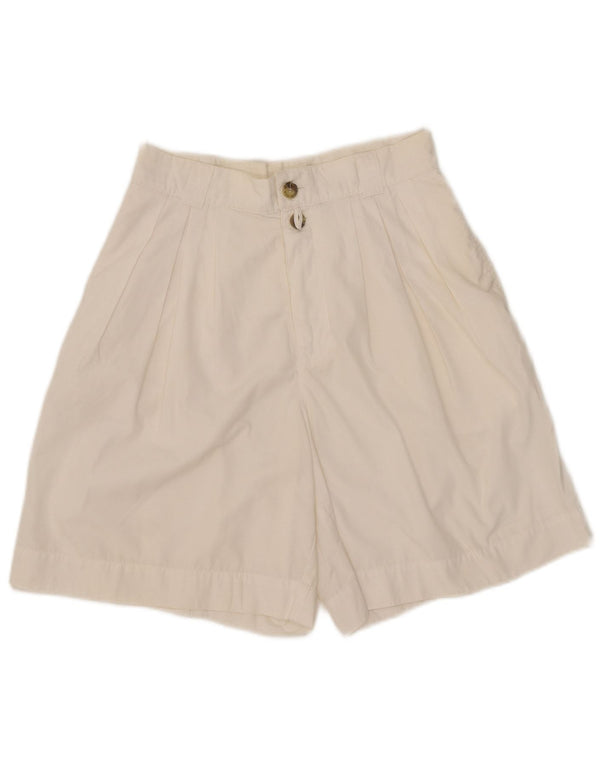 Outback Pantalones cortos chinos de cintura alta para mujer UK 10 Small W27 Poliéster blanco