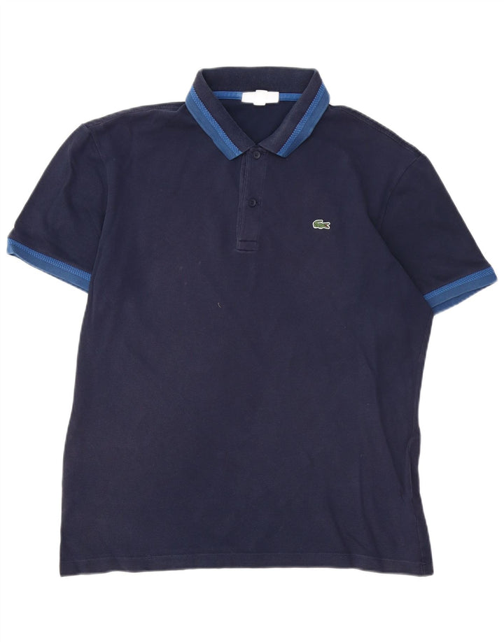 LACOSTE Polo ajustado para hombre talla 5 grande algodón azul marino