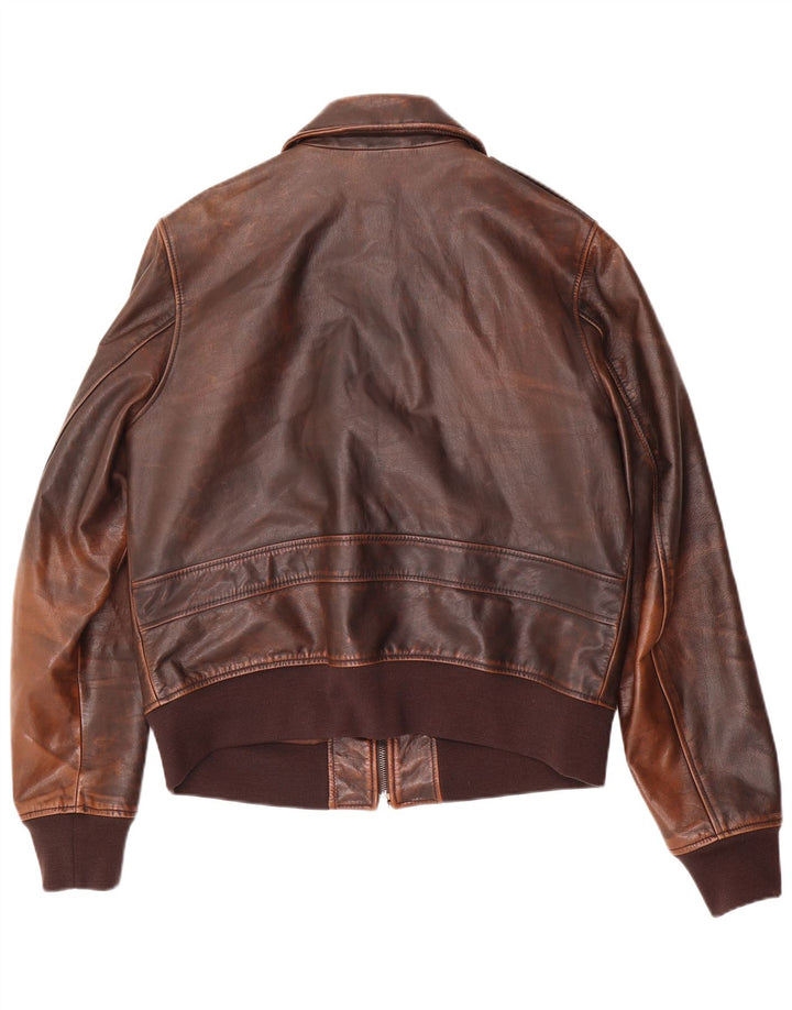 Vintage hombres bombardero chaqueta de cuero IT 52 marrón grande