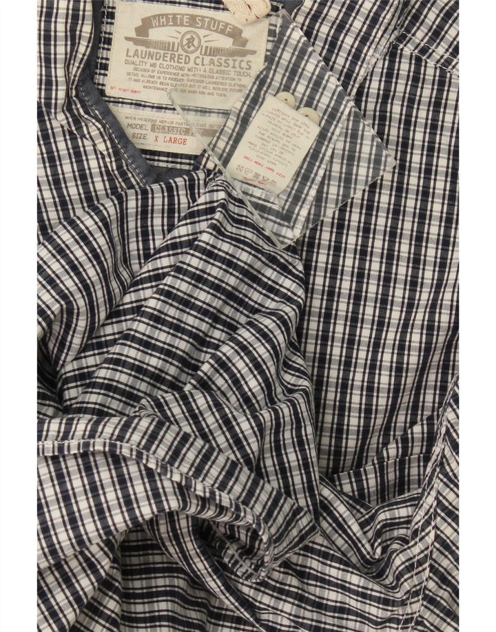 Camisa de corte clásico para hombre de White Stuff XL de algodón a cuadros en azul marino