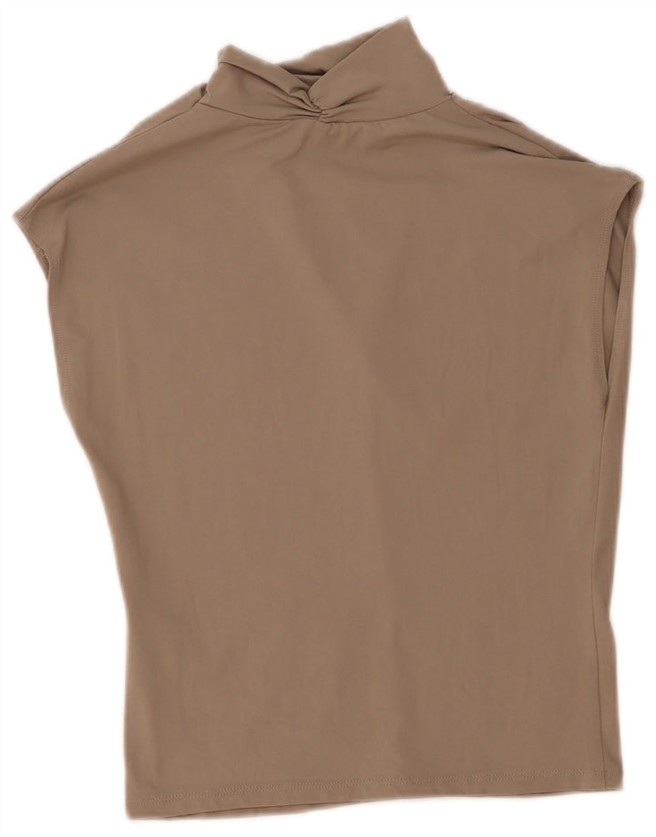 Zara Mujer Blusa Sin Mangas Top UK 42 Poliamida Gris Medio