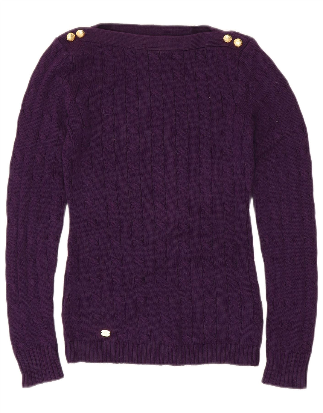 RALPH LAUREN Jersey con cuello barco para mujer UK 2 2XS Algodón morado