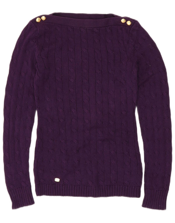 RALPH LAUREN Jersey con cuello barco para mujer UK 2 2XS Algodón morado