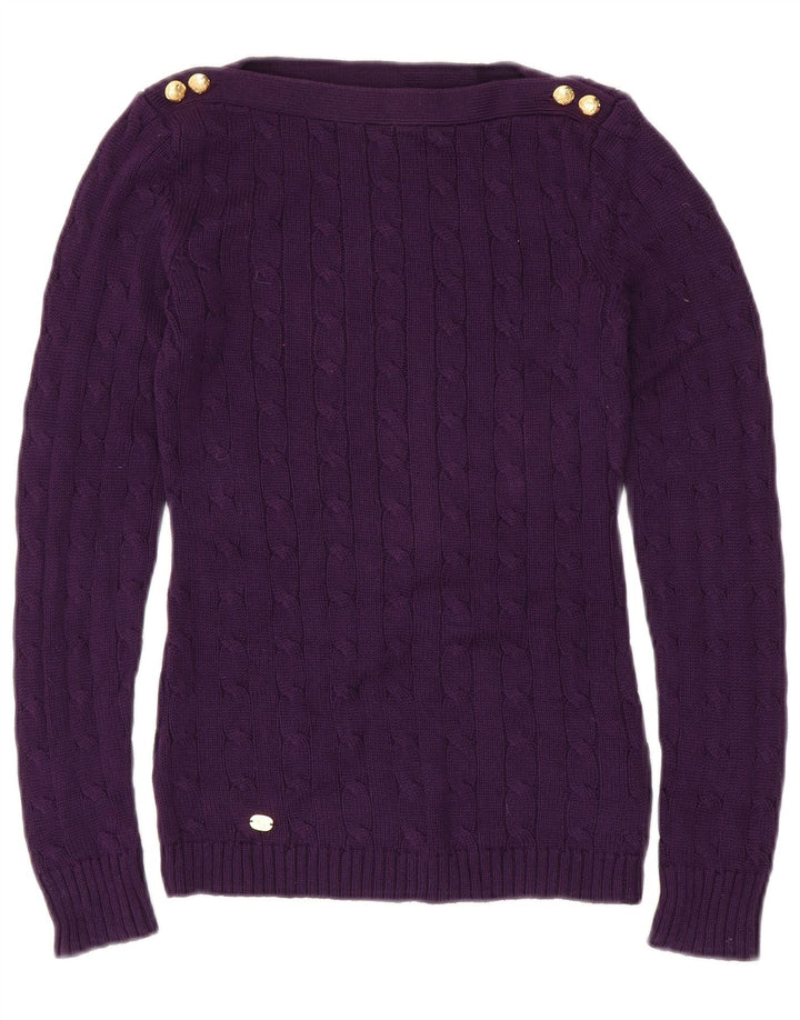 RALPH LAUREN Jersey con cuello barco para mujer UK 2 2XS Algodón morado