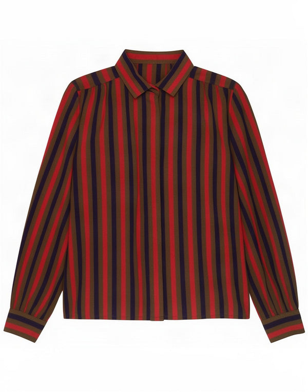 Blusa camisera vintage para mujer UK 40 Mediana Rayas multicolores