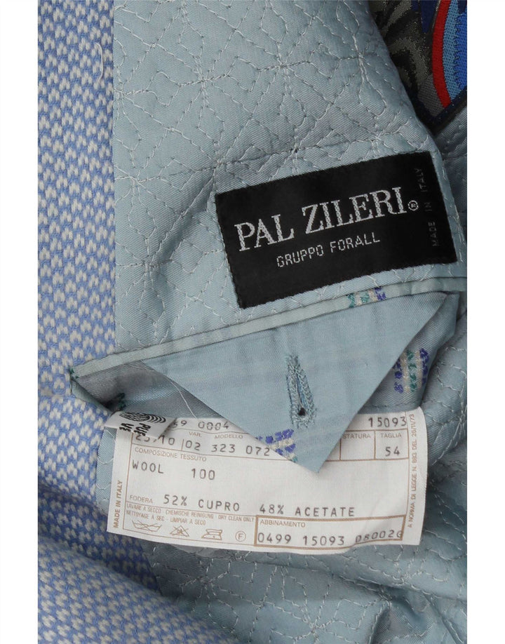 Pal Zileri Chaqueta tipo blazer de 2 botones para hombre IT 54 2XL Lana geométrica azul