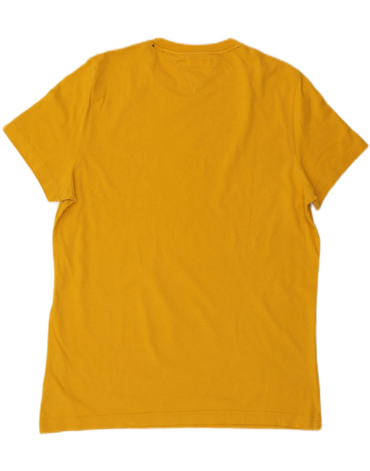 TOMMY HILFIGER Camiseta gráfica ajustada para hombre Top XL Algodón amarillo
