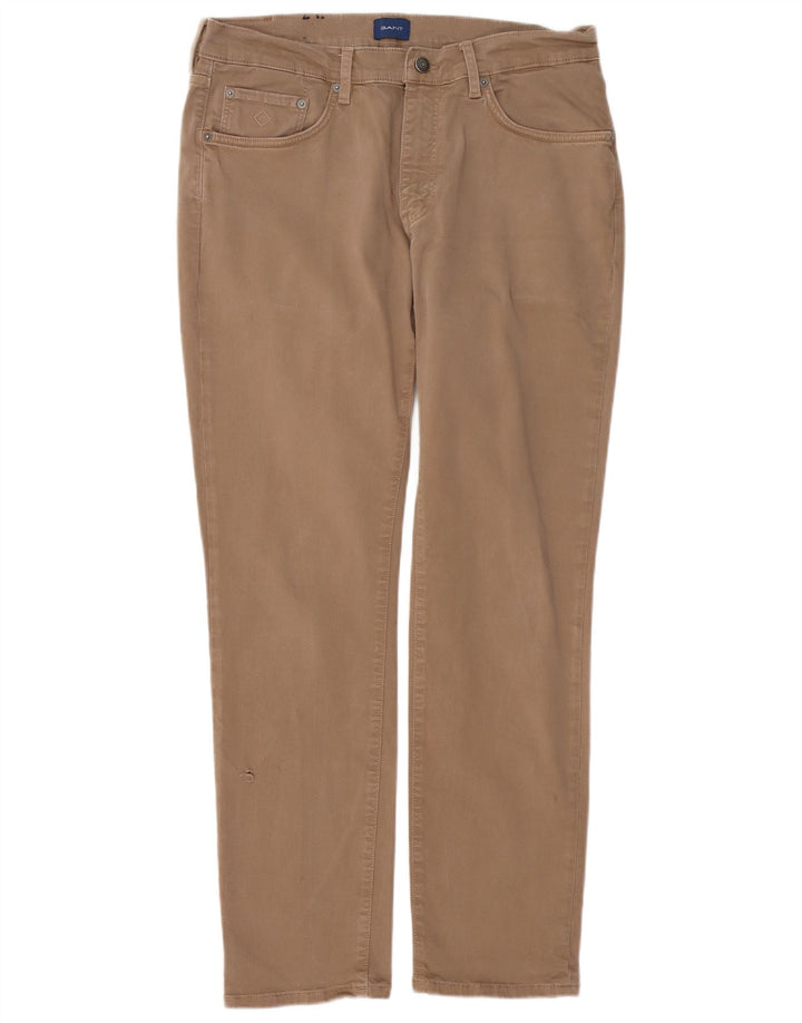GANT Pantalones informales ajustados para hombre W36 L32 Algodón beige