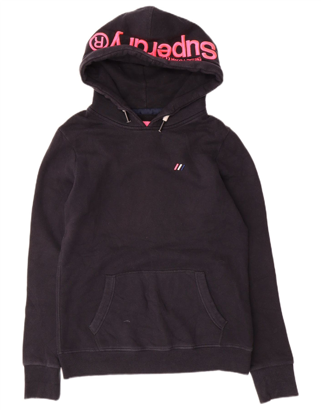 SUPERDRY Jersey con capucha gráfica para mujer UK 12 Medium Azul marino Algodón