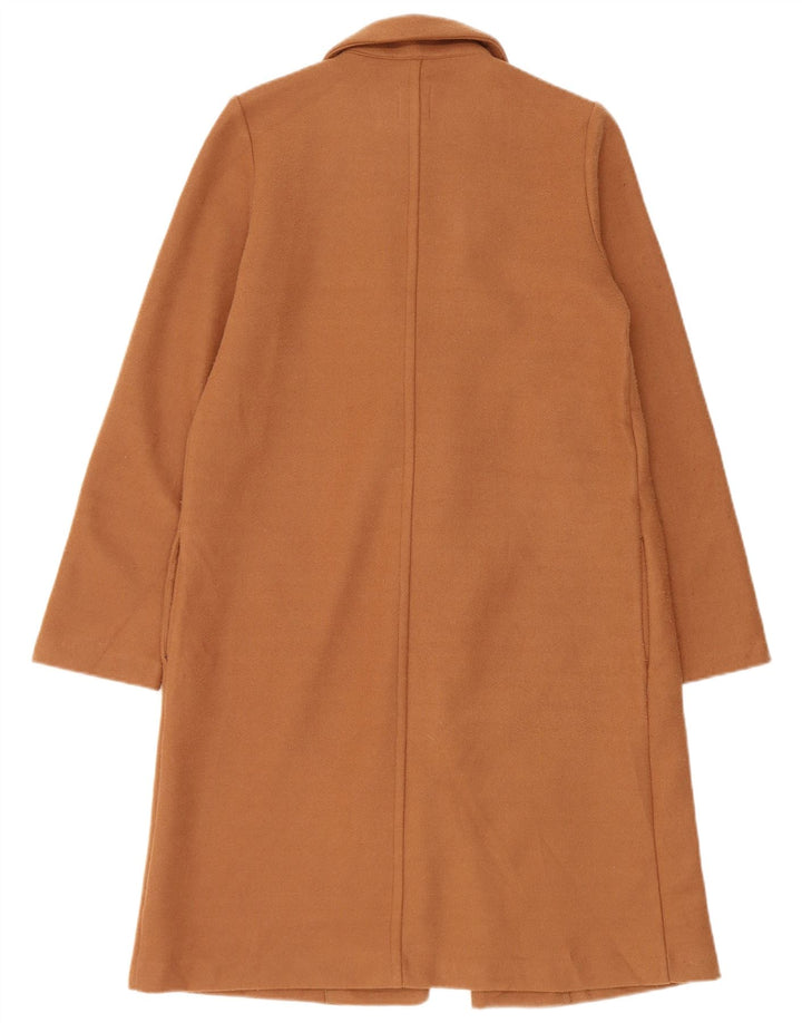 Zara Mujer Abrigo UK 10 Pequeño Marrón Poliéster