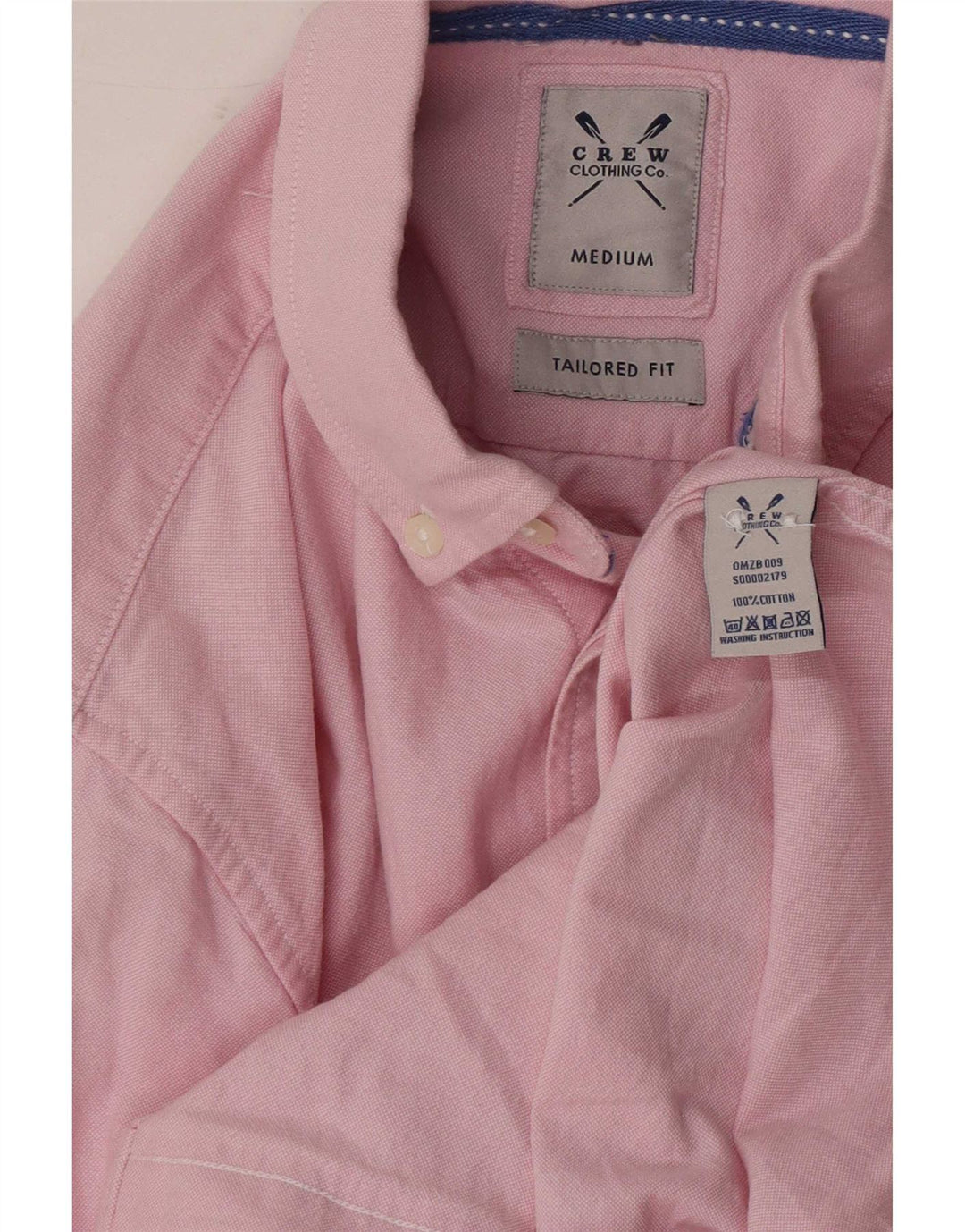Crew Clothing Camisa entallada para hombre de algodón rosa medio
