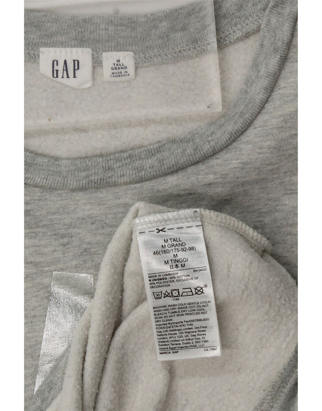 GAP Sudadera con gráfico alto para mujer UK 40 Algodón gris medio