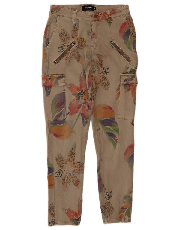 Desigual Pantalones cargo ajustados para mujer EU 38 Medium W28 L27 Beige Floral
