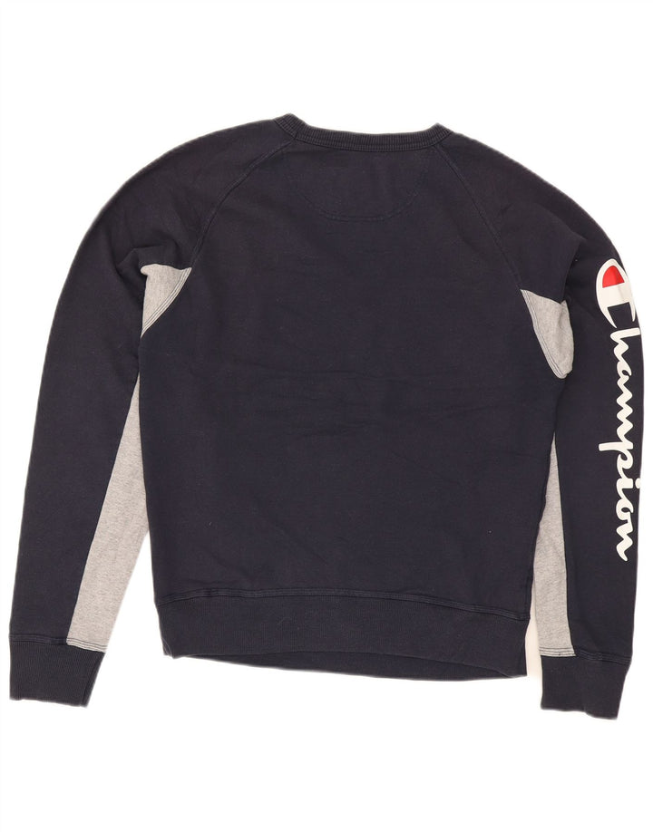 Champion Sudadera Para Hombre Jumper Large Azul Marino Colorblock Poliéster