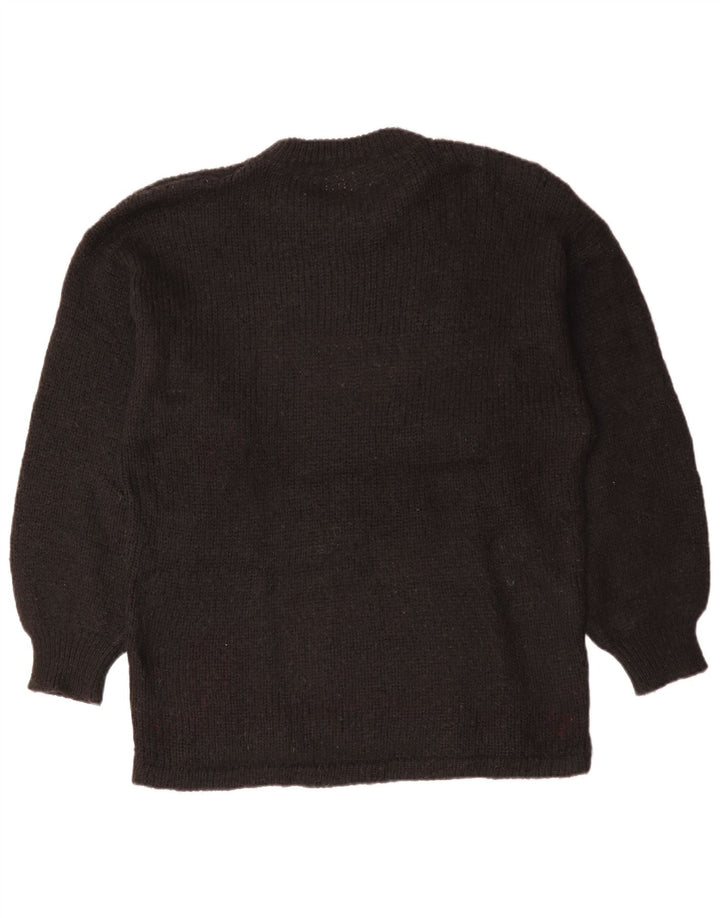 VINTAGE Mujer Longline Crew Neck Jumper Suéter UK 18 XL Negro