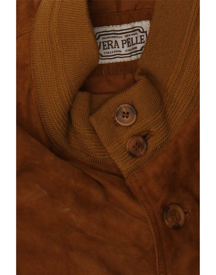 Vintage hombres ante bomber chaqueta Reino Unido 40 cuero marrón grande