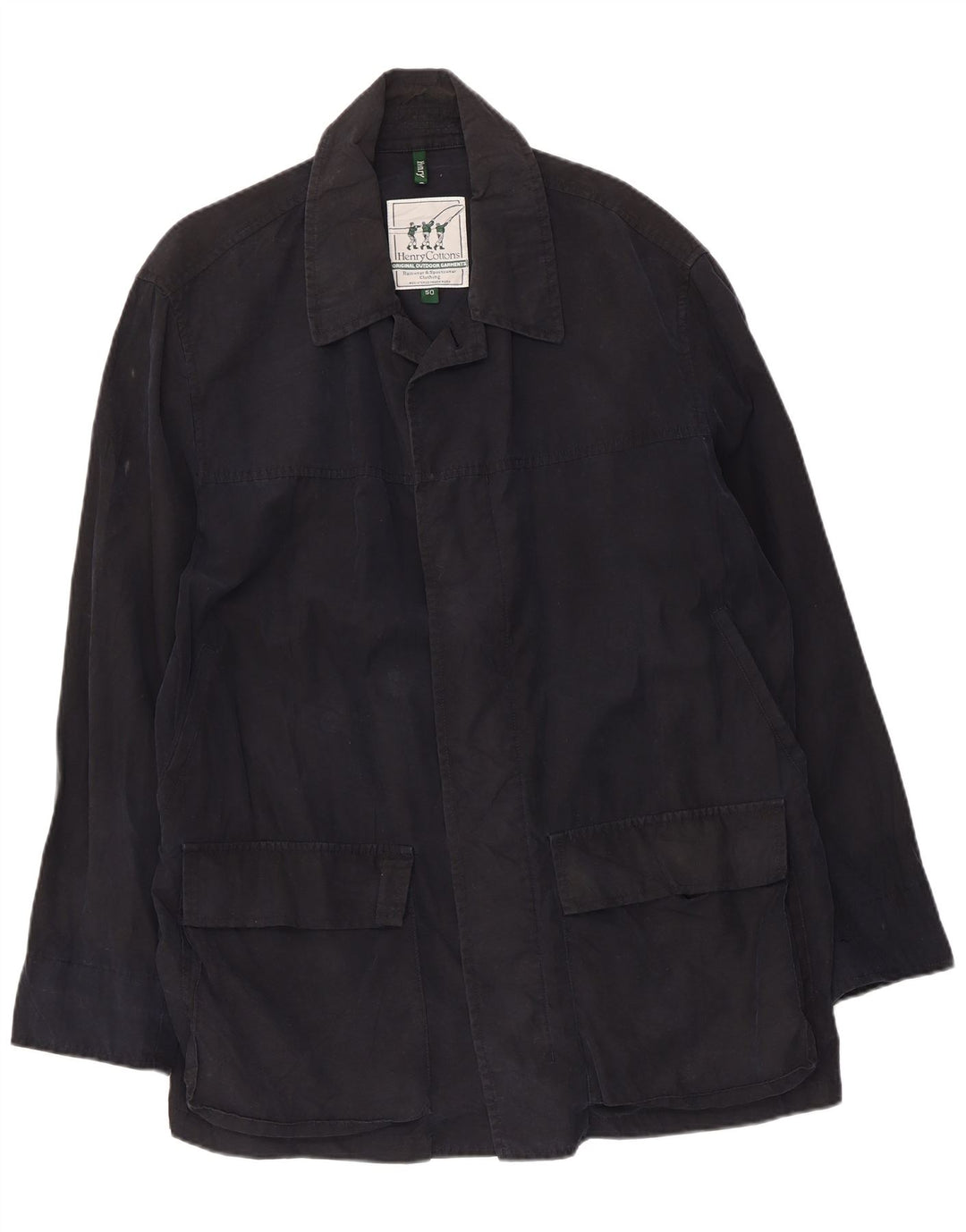 Henry Cottons Chaqueta impermeable para hombre IT 50 grande algodón azul marino
