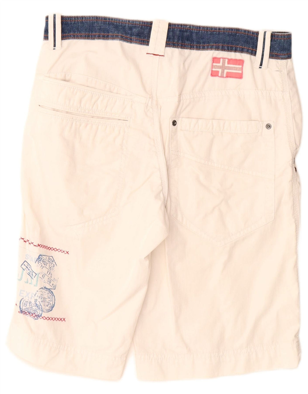 Napapijri Shorts cargo gráficos para hombre IT 46 Small W30 White