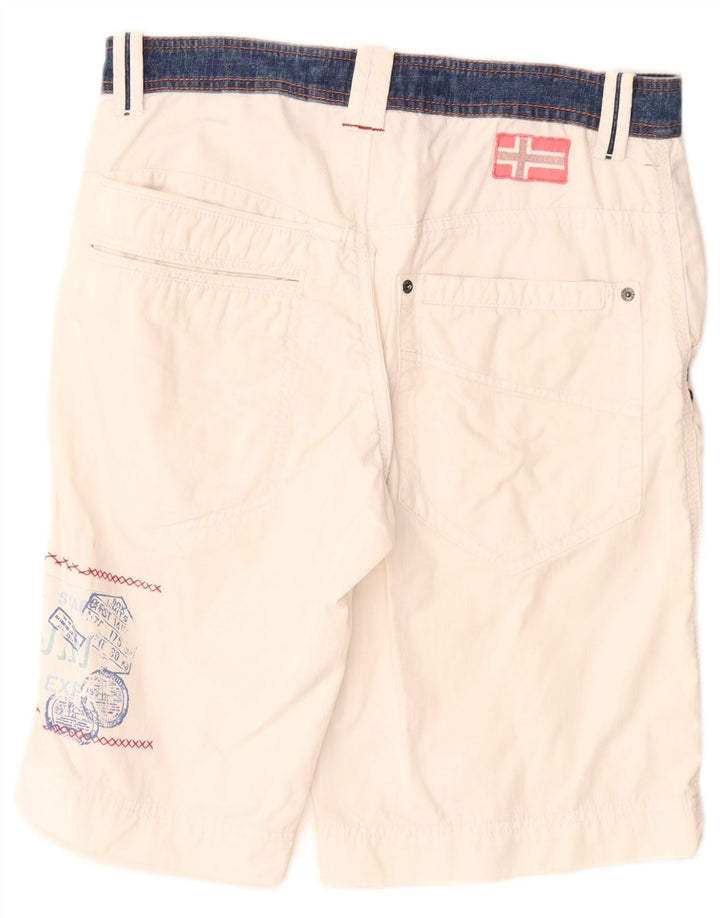 Napapijri Shorts cargo gráficos para hombre IT 46 Small W30 White