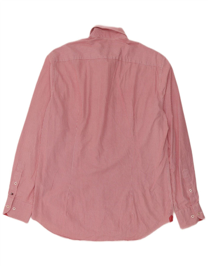 Tommy Hilfiger Camisa a medida para hombre Talla 39 15 1/2 Mediano Pata de gallo roja