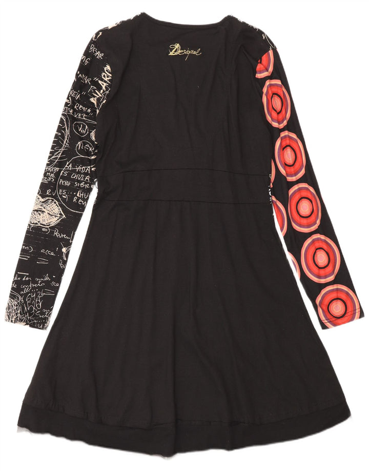 Desigual Mujer Vestido Imperio Estampado Abstracto Gráfico XL Negro Moderno