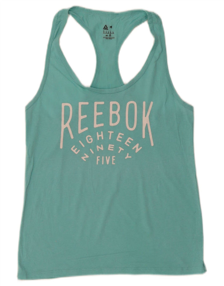 Reebok Mujer Gráfico Chaleco Top UK 12/14 Medio Turquesa