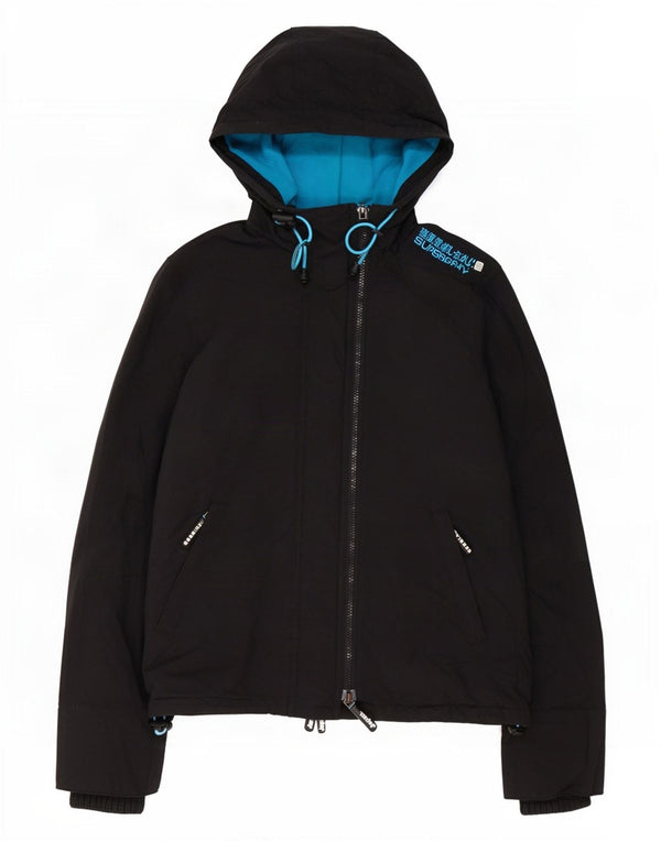Superdry Chaqueta cortavientos con capucha Windcheater para mujer, talla 40, color negro