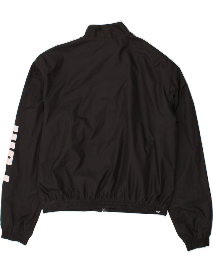 PUMA Womens Graphic Bomber Jacket UK 14 Medium Black | Vintage Puma | Thrift | Second-Hand Puma | Used Clothing | Messina Hembry 