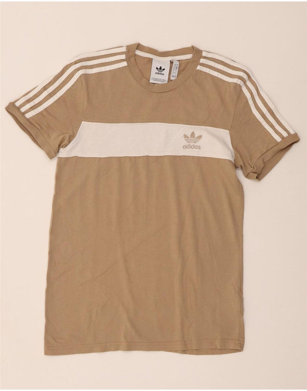 Adidas Hombre Camiseta Top Small Beige Colorblock Algodón