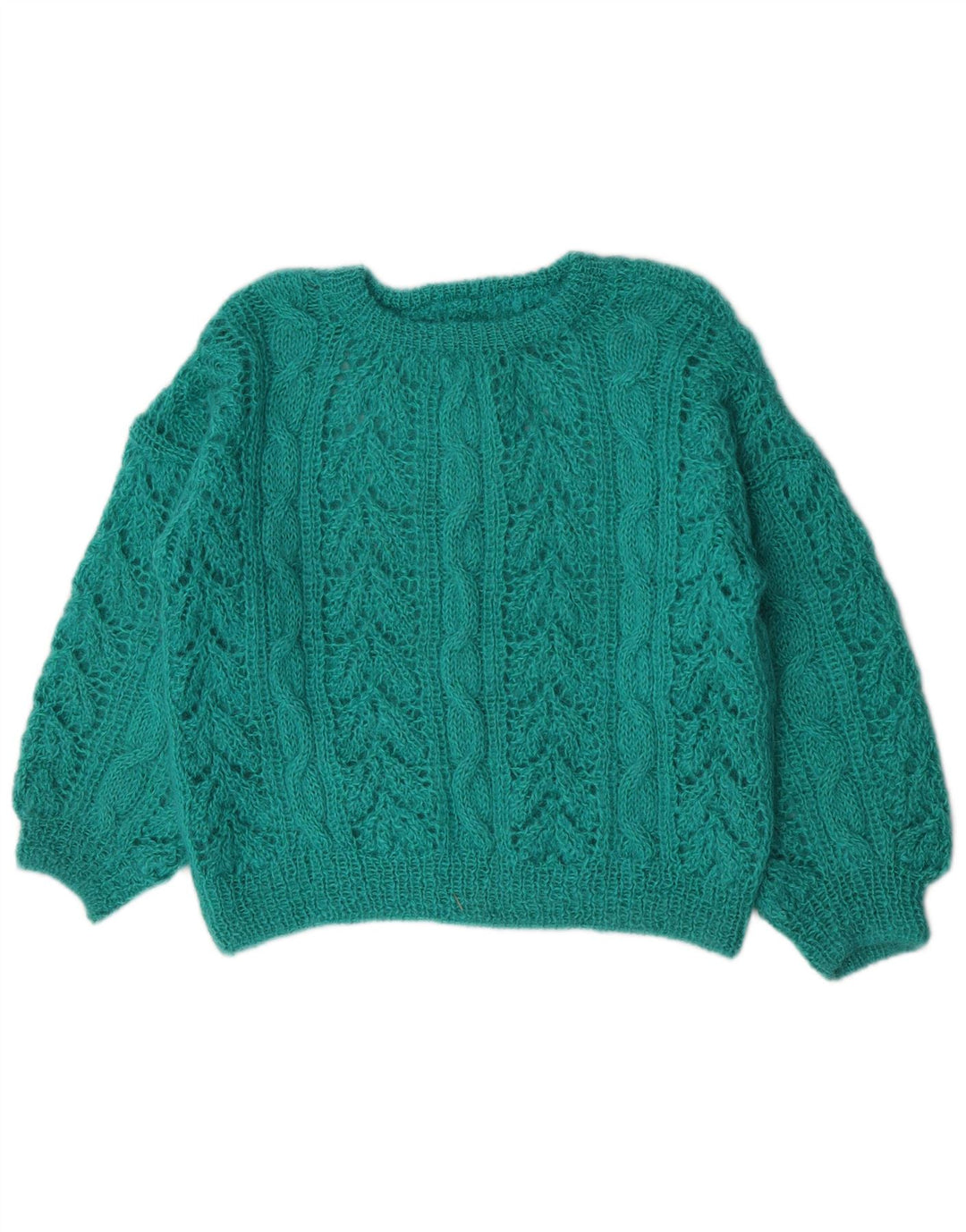 Vintage mujer cuello redondo jersey suéter Reino Unido 14 verde medio