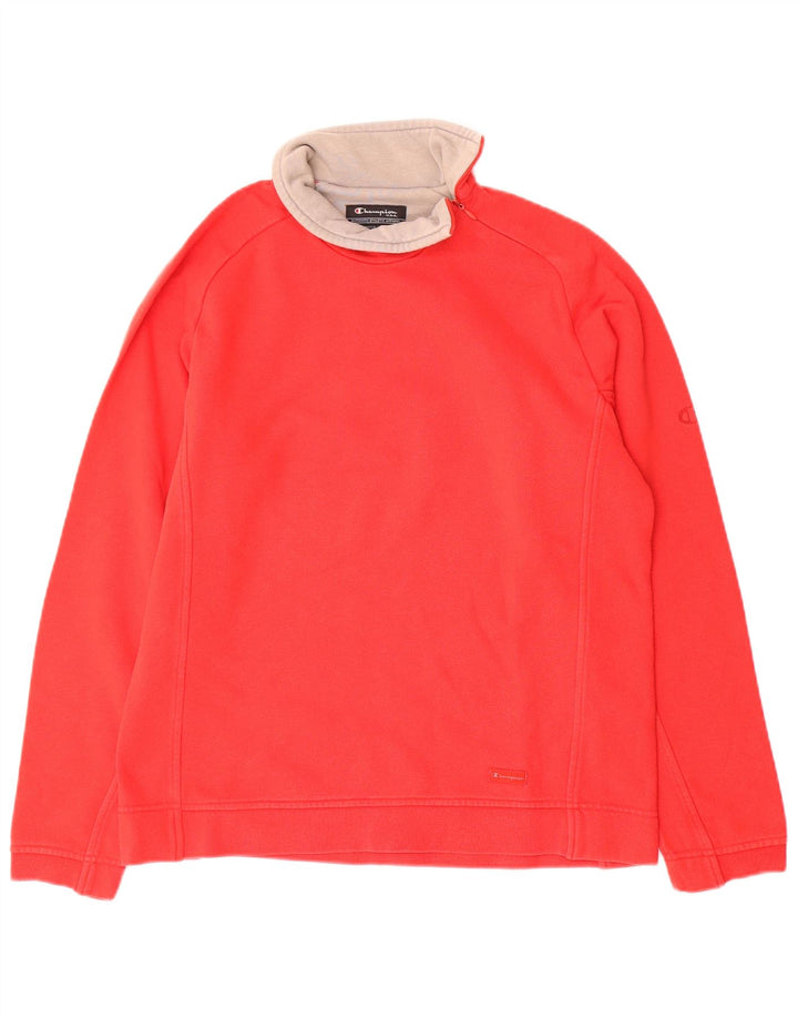 CHAMPION Sudadera con cuello y cremallera para mujer UK 14 Medium Red Cotton
