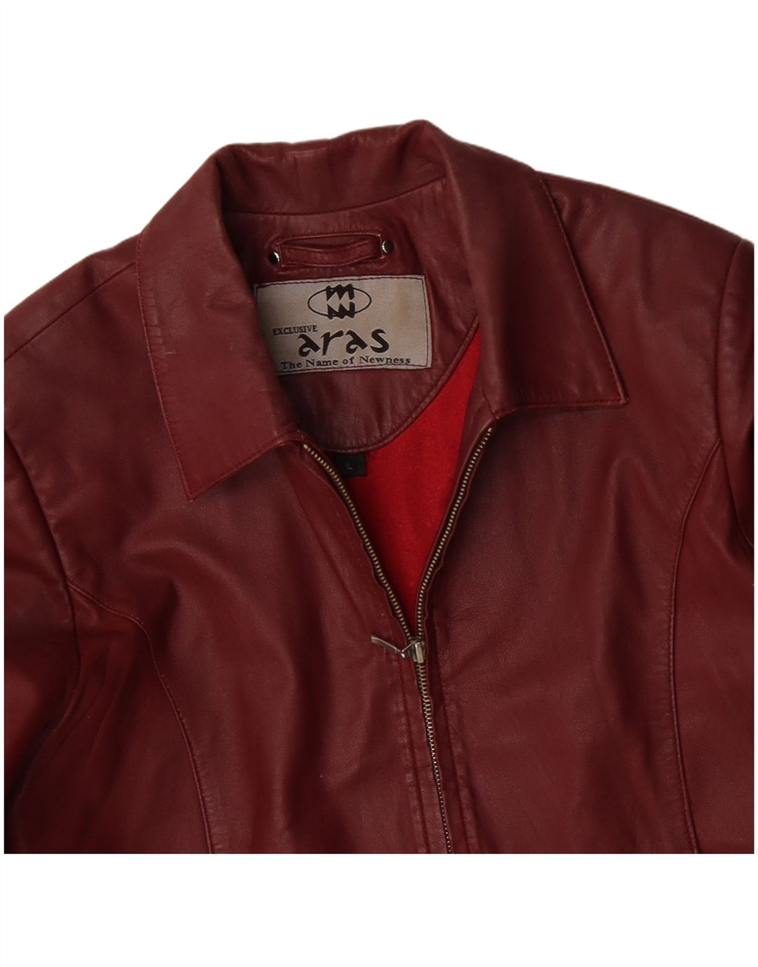 Vintage mujer chaqueta de cuero Reino Unido 14 cuero rojo grande