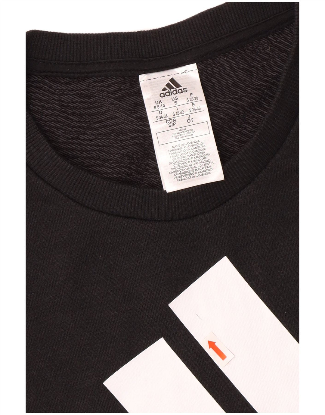 ADIDAS Womens Oversized Graphic Sweatshirt Jumper UK 8/10 Small Black