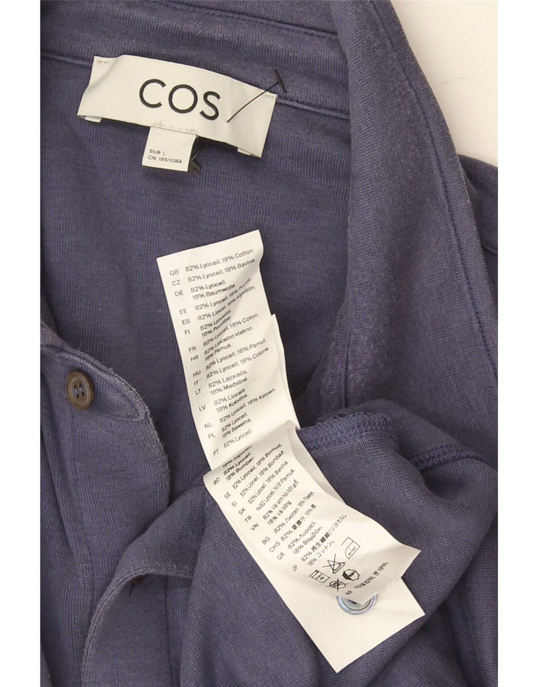 Camisa de manga corta para hombre Cos Lyocell azul marino grande