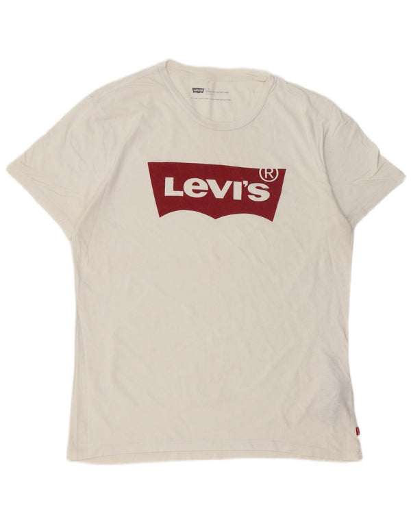 Levi's Camiseta gráfica de ajuste estándar para hombre Top grande de algodón blanco