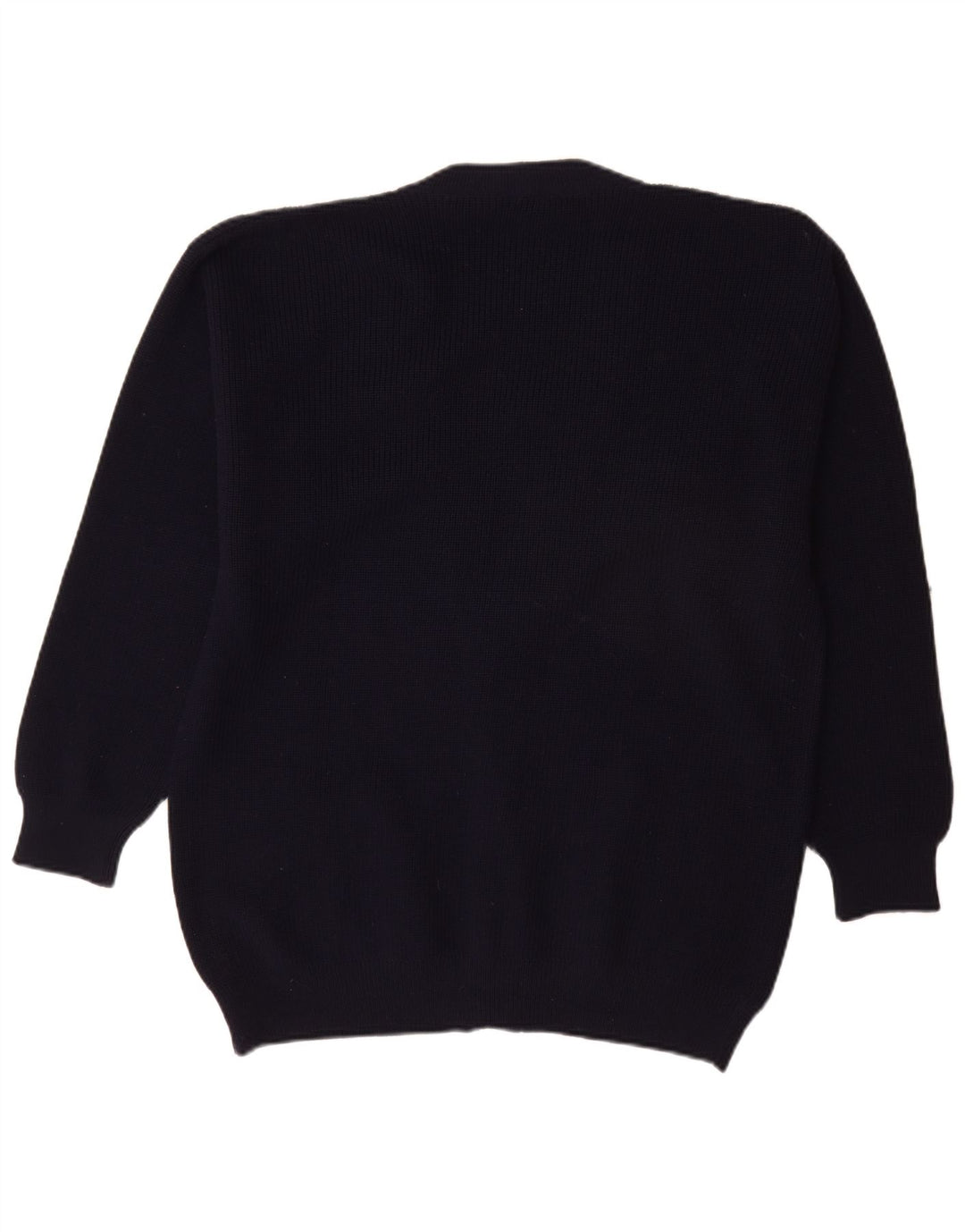 Vintage hombres Cardigan suéter grande azul marino nueva lana