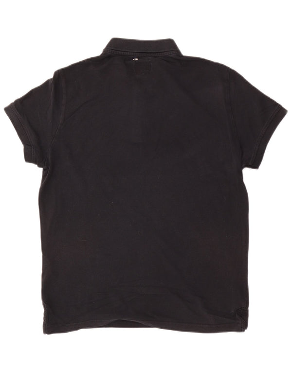 Armani Jeans Polo de ajuste personalizado para hombre, algodón negro mediano