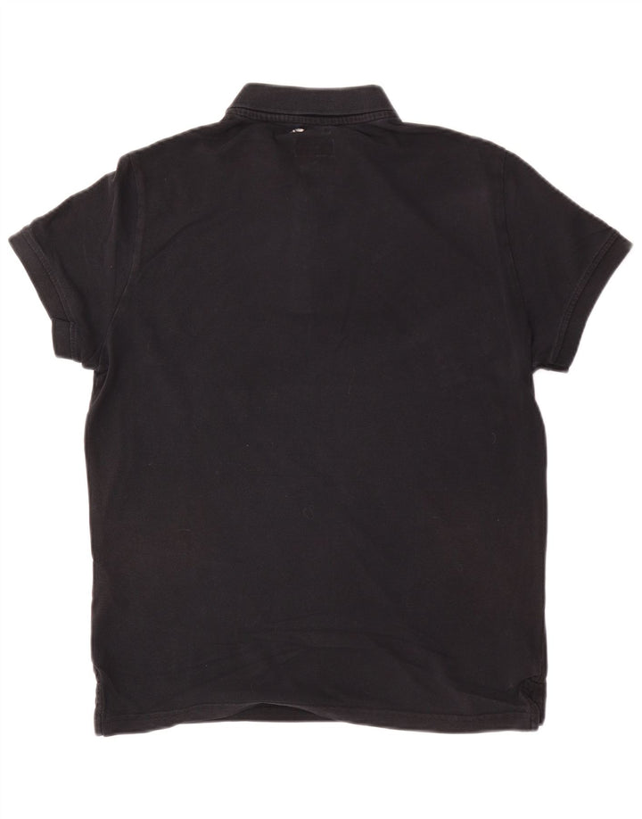 Armani Jeans Polo de ajuste personalizado para hombre, algodón negro mediano
