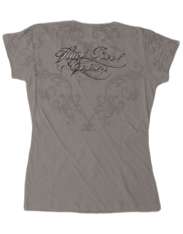 HARD ROCK CAFE Camiseta gráfica Venecia para mujer Top UK 10 Small Grey Cotton