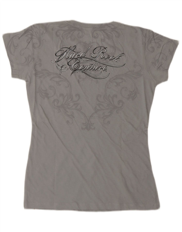 HARD ROCK CAFE Camiseta gráfica Venecia para mujer Top UK 10 Small Grey Cotton