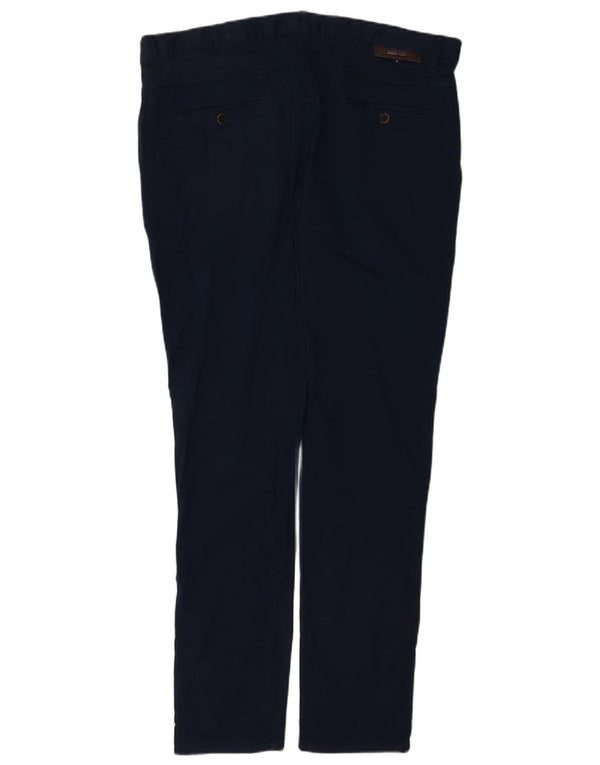 Zara Mens Slim Chino Pantalones EU 46 XL W36 L31 Azul Marino Algodón