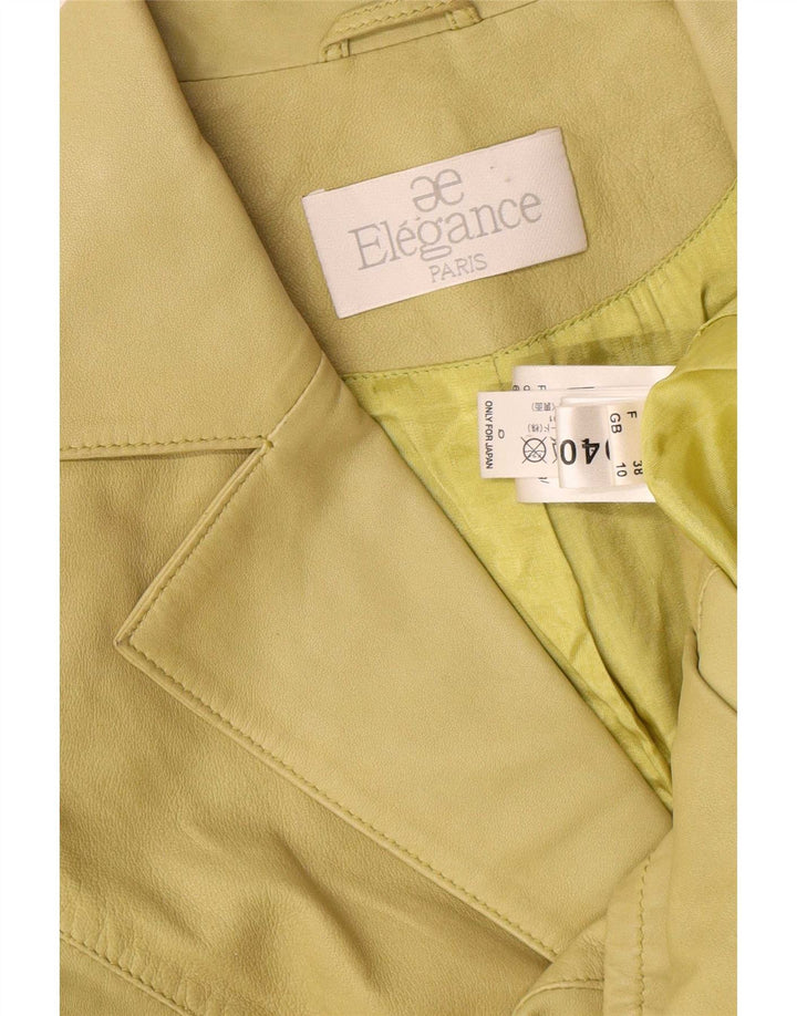 Elegance Chaqueta Blazer de Cuero con 3 Botones para Mujer UK 10 Small Green Leather