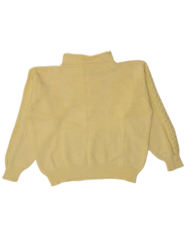 Vintage mujer cuello tortuga jersey suéter Reino Unido 16 amarillo grande