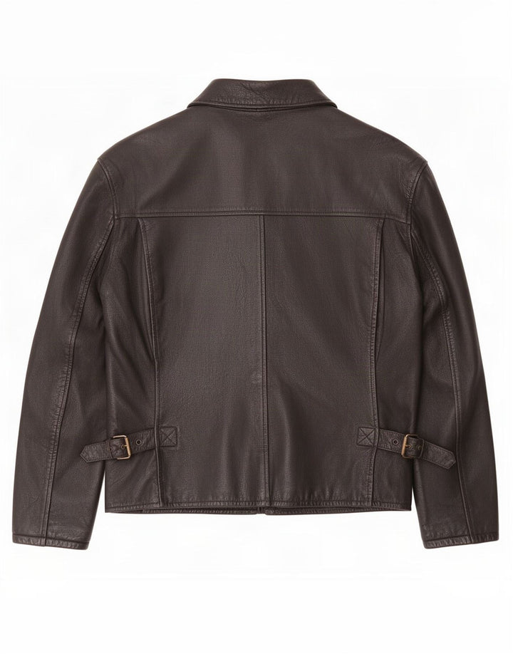 Chaqueta de cuero vintage para hombre Reino Unido 42 XL Negro