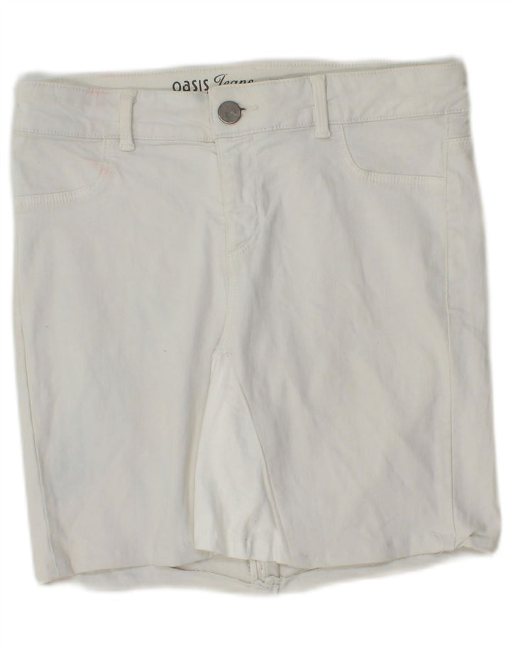 Oasis Pantalones cortos vaqueros para mujer UK 12 Medium W28 Algodón blanco