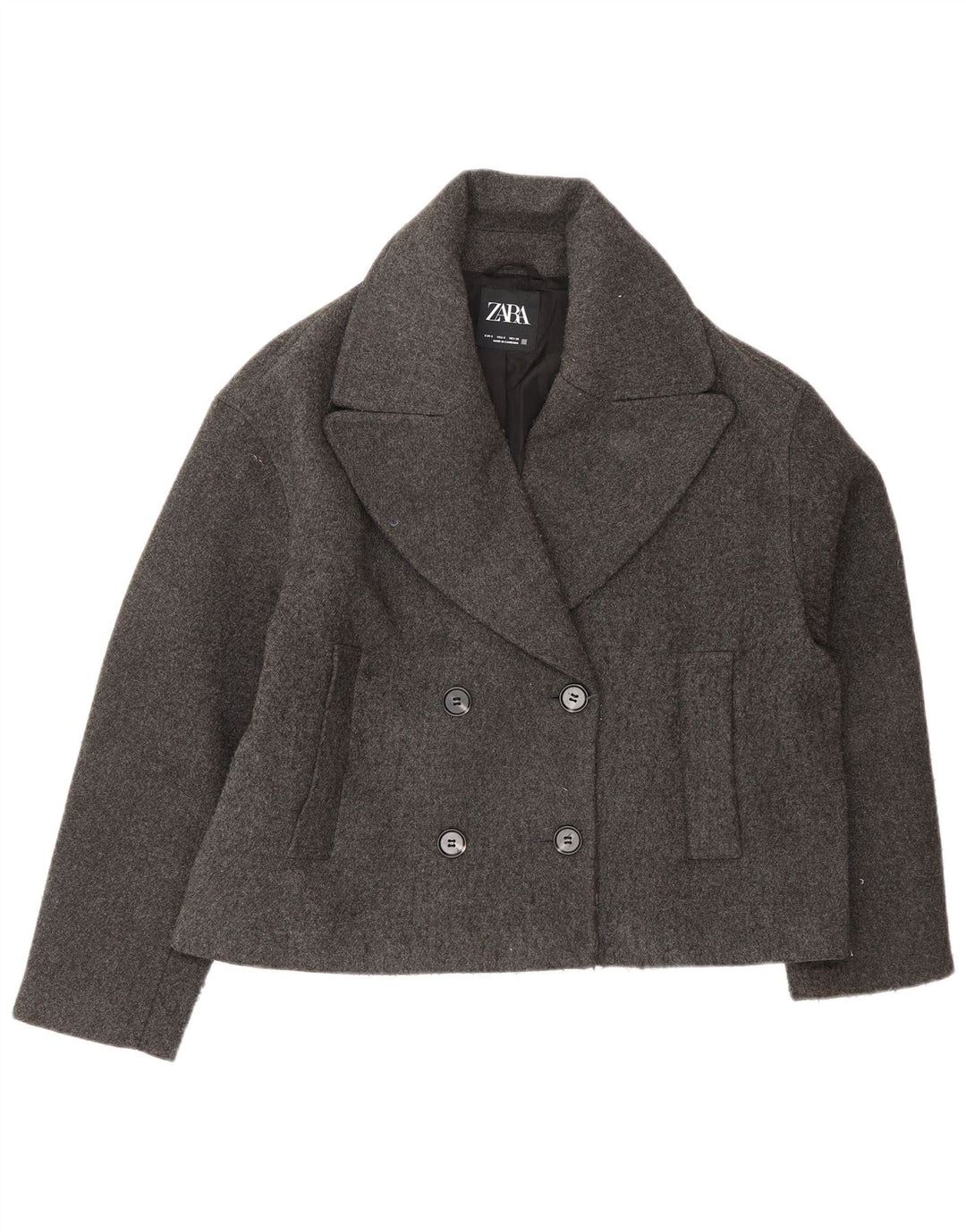 Zara Mujer Chaqueta Blazer Extragrande De Doble Botonadura UK 10 Small Gris