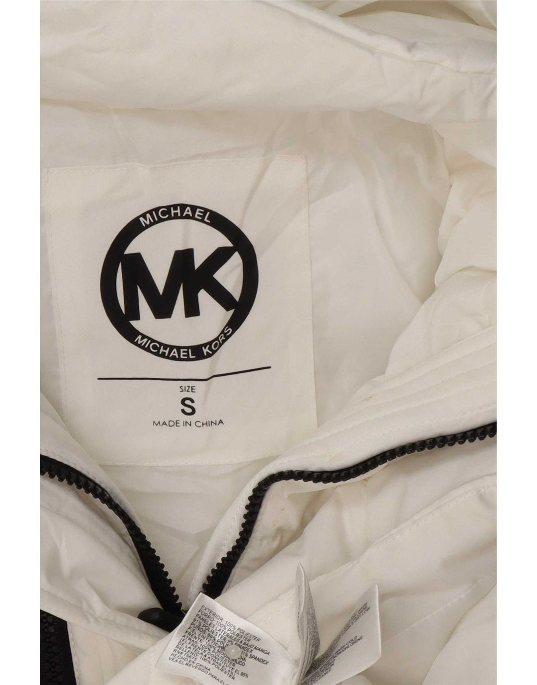 Michael Kors Chaqueta acolchada con capucha para mujer UK 10 Small White Poliéster