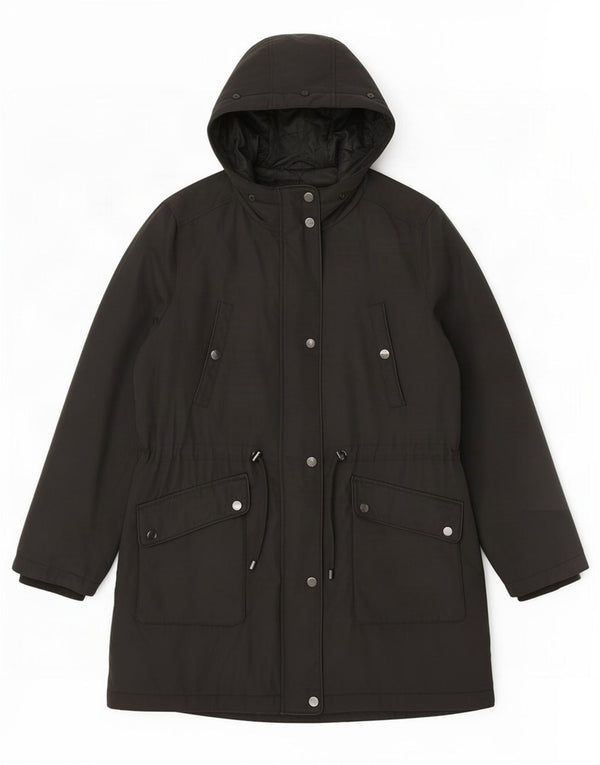 Marks & Spencer Abrigo acolchado con capucha para mujer UK 40 XL Poliéster negro