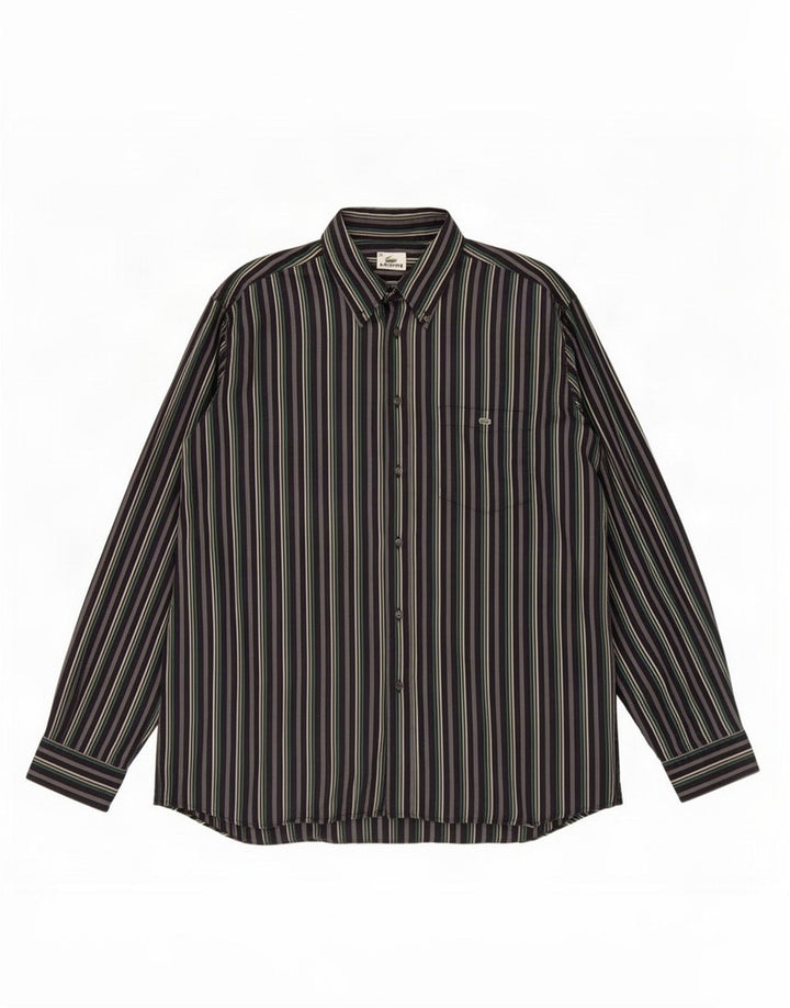 Camisa Lacoste Hombre Talla 43 Grande Rayas Negras